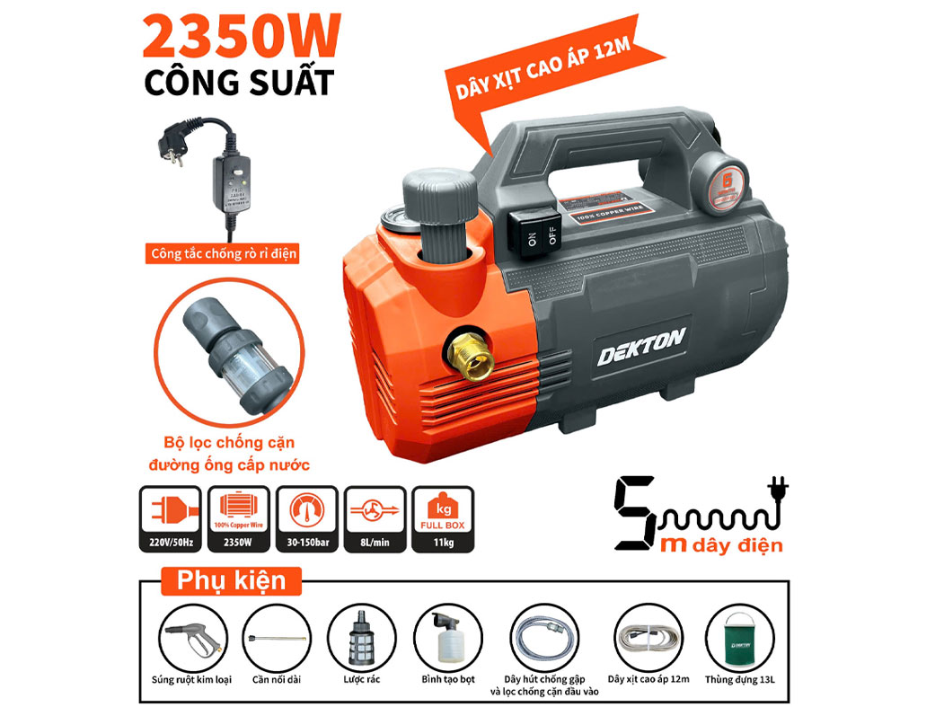 Dekton DK-CWR2350PRO kèm nhiều phụ kiện
