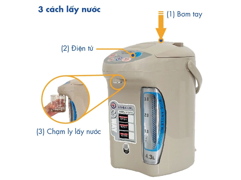 Bình thủy điện có 3 cách lấy nước