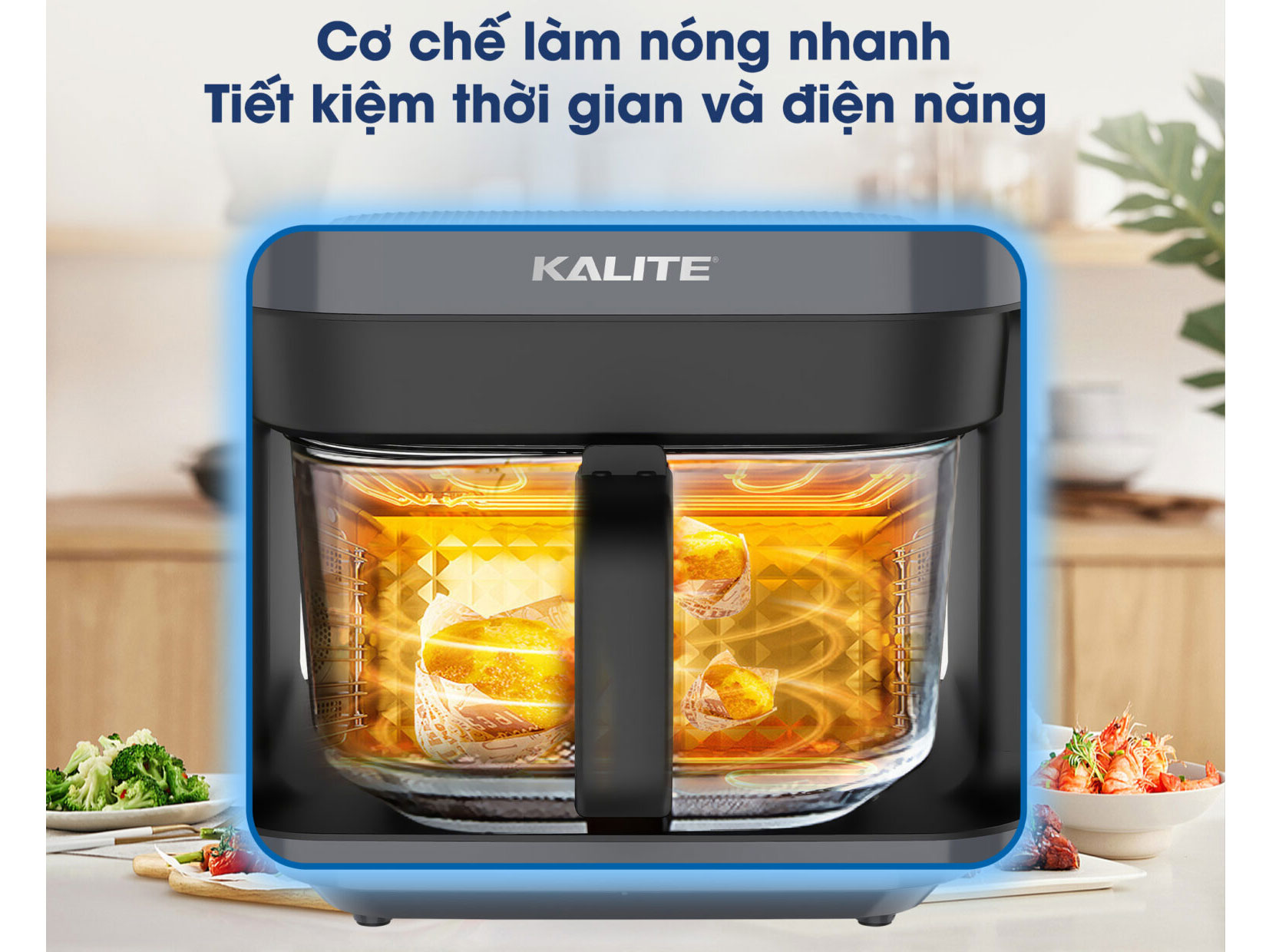 Nồi chiên KL6000 của Kalite được trang bị công suất hoạt động mạnh mẽ, làm nóng nhanh
