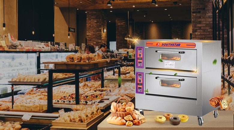 Lò nướng bánh dùng điện phù hợp dùng cho cơ sở sản xuất bánh ngọt, nhà hàng hoặc các tiệm bánh