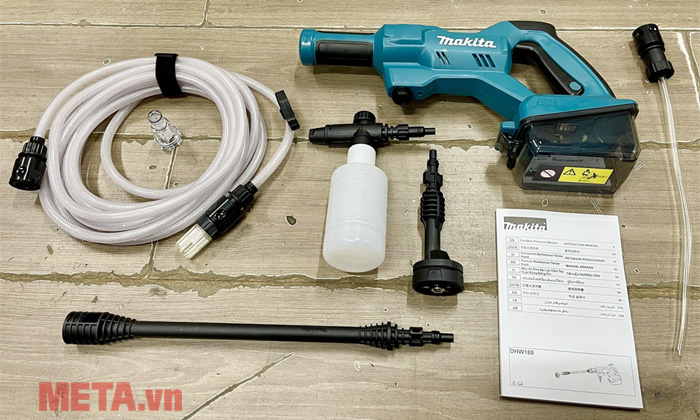 Trọn bộ sản phẩm máy xịt rửa áp lực Makita DHW180Z01