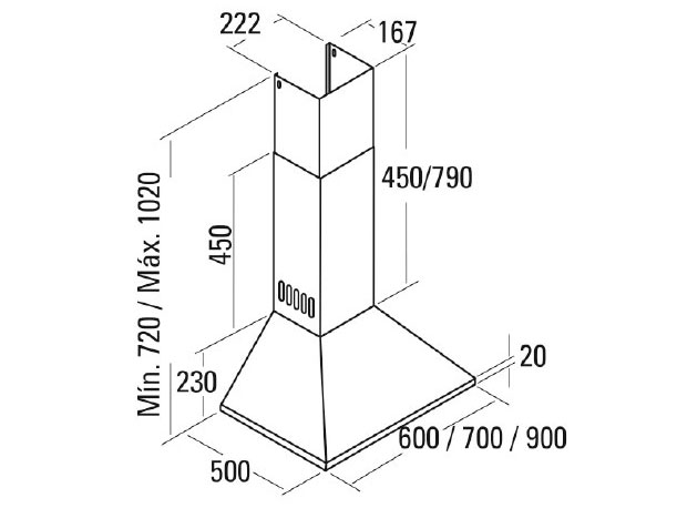 Kích thước Cata OMEGA 600 X/A