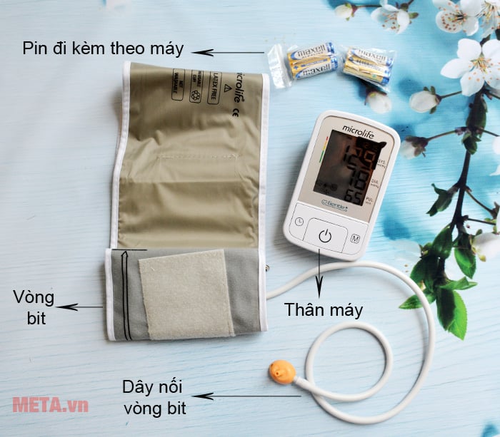 Cấu tạo của máy đo huyết áp cùng đầy đủ phụ kiện đi kèm