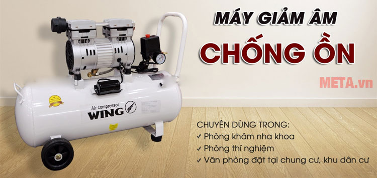 Máy nén khí không dầu WING TW OF750 có giảm âm chống ồn