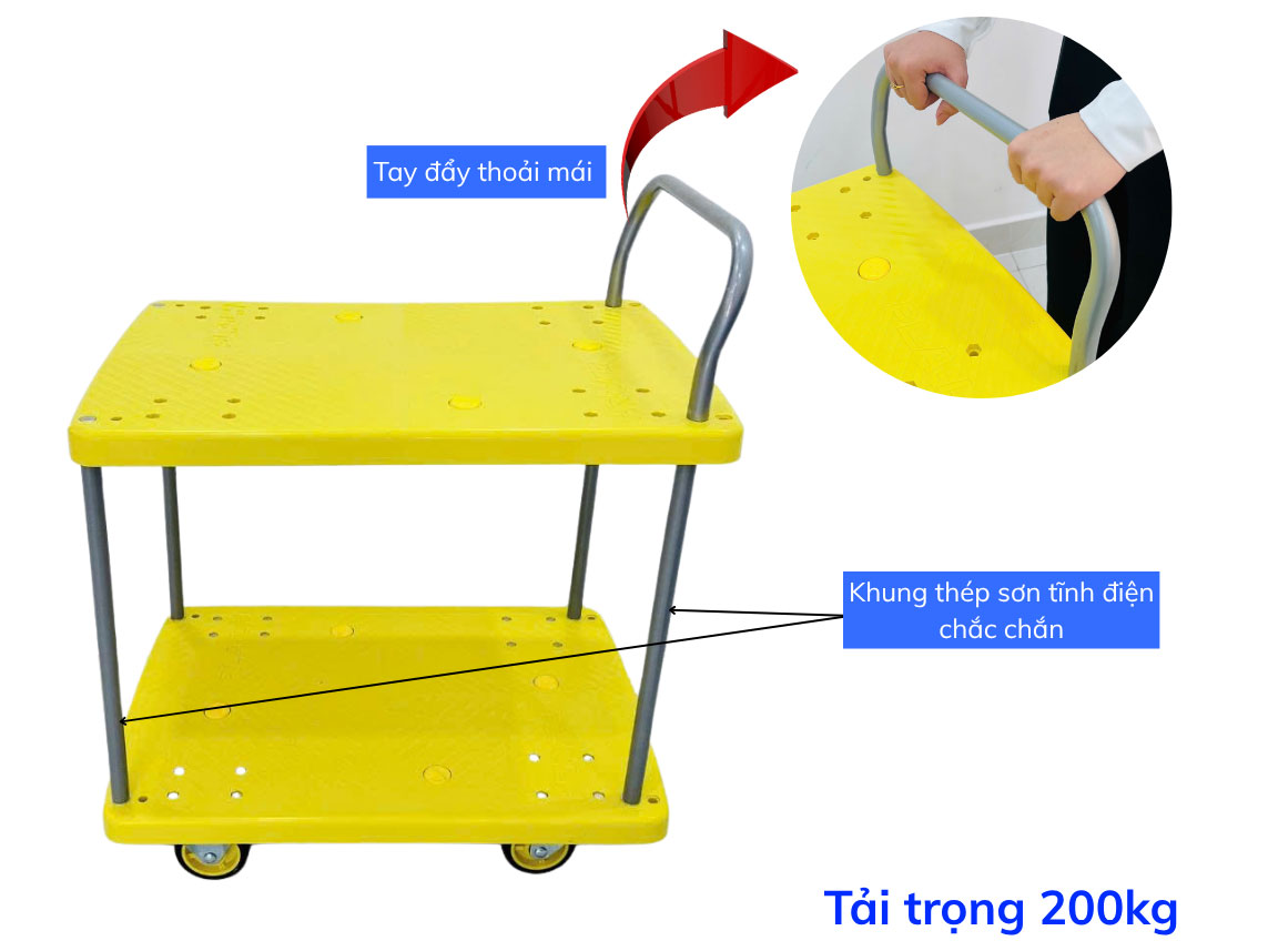 Xe đẩy hàng sàn có tải trọng 200kg