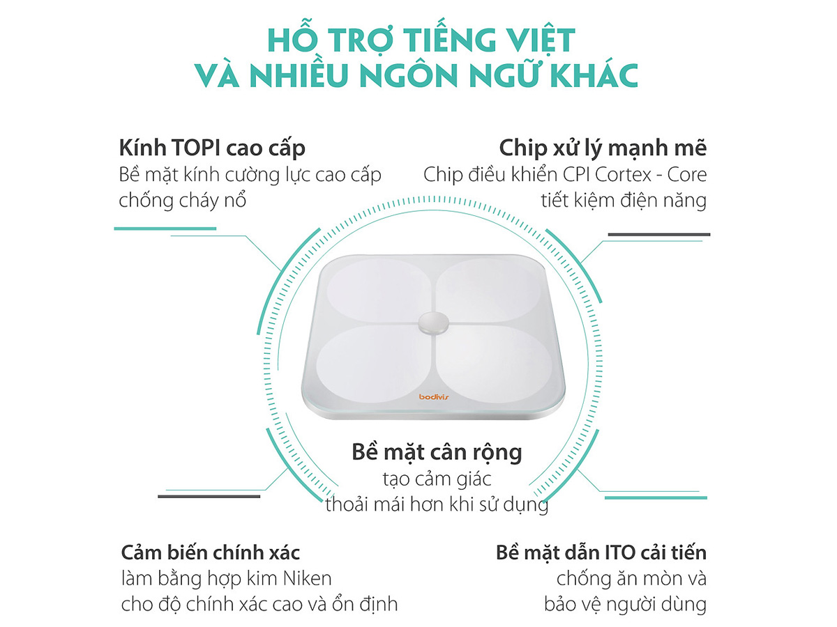 Cấu tạo của cân sức khỏe điện tử Bodivis H1