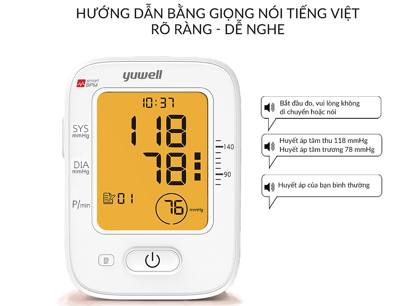 Yuwell 620B có hướng dẫn bằng giọng nói tiếng Việt