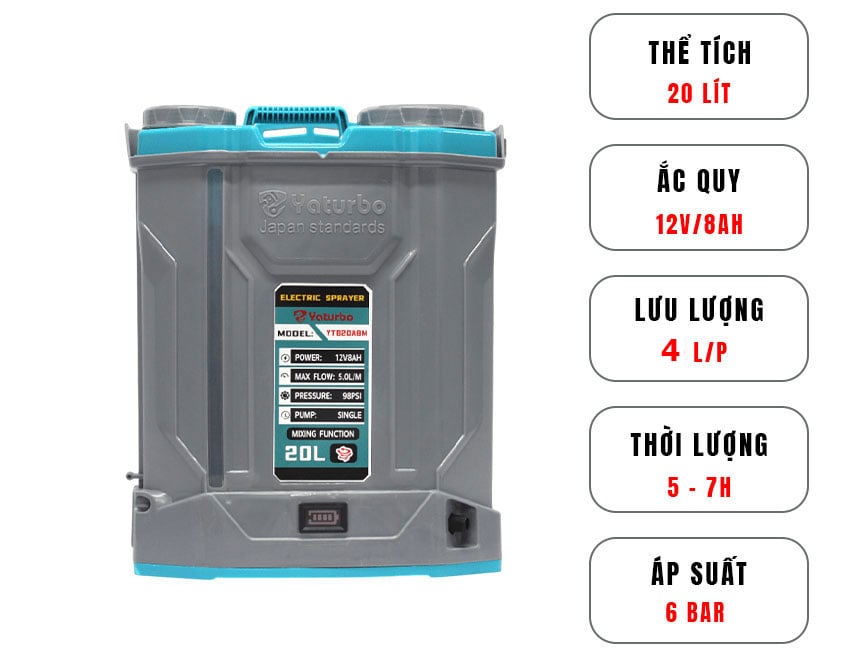 Bình xịt điện có lưu lượng phun 4 lít/phút