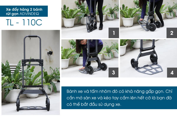 Thao tác mở sàn xe và kéo tay cầm lên