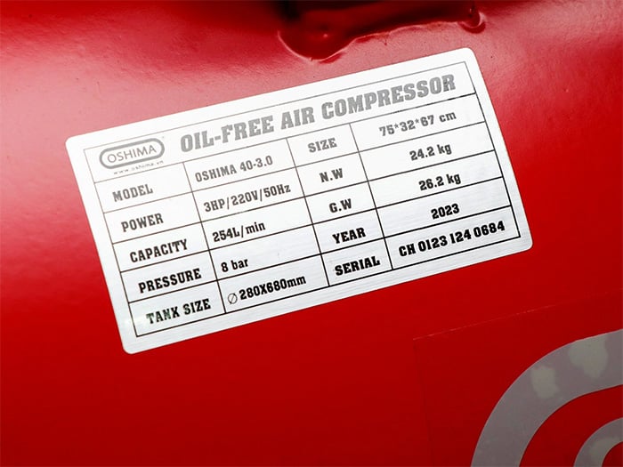 Cấu tạo Máy nén khí không dầu Oshima 40 lít