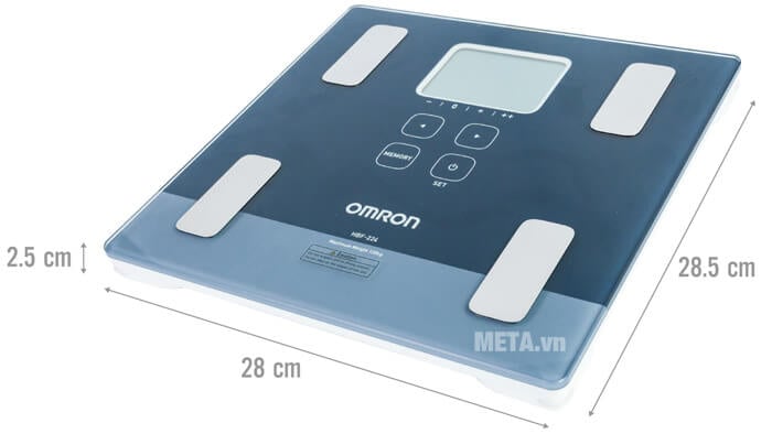 Kích thước cân đo lượng mỡ cơ thể Omron HBF-224