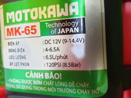 Thông số máy phun thuốc cầm tay Motokawa MK-65