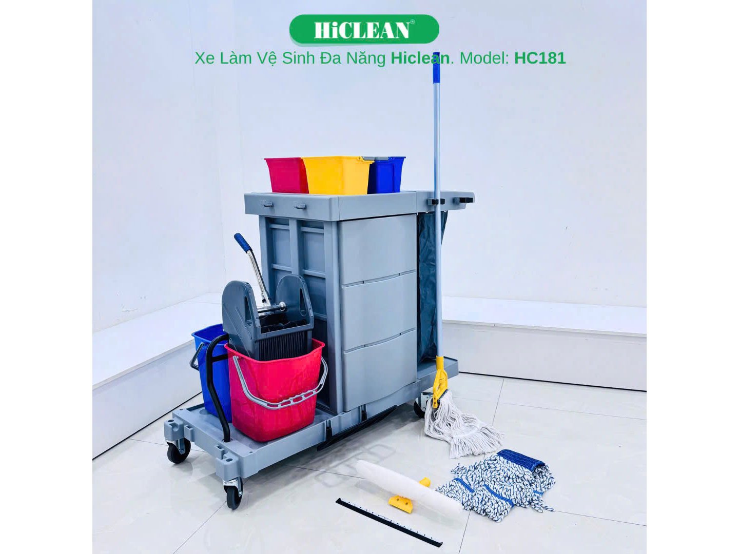 Xe đẩy dọn vệ sinh HiClean HC181