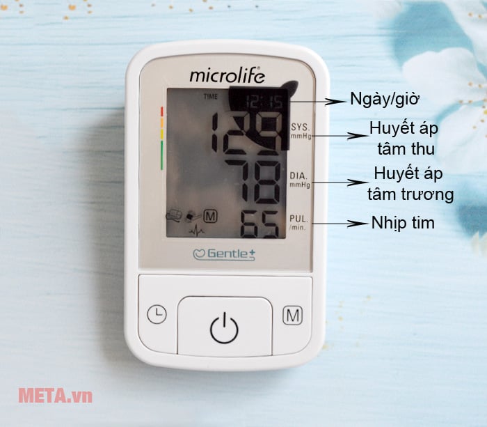 Màn hình hiển thị của máy đo huyết áp bắp tay Microlife BP A2 Basic