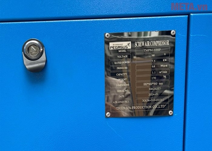 Máy nén khí trục vít Pegasus TMPM 10A hoạt động với công suất mạnh mẽ