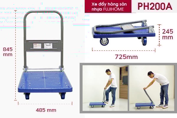 Hình ảnh xe đẩy hàng sàn nhựa FUJIHOME PH200A