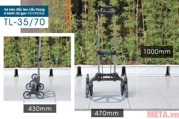 Xe kéo đẩy leo cầu thang Advindeq TL-35/70 màu đen