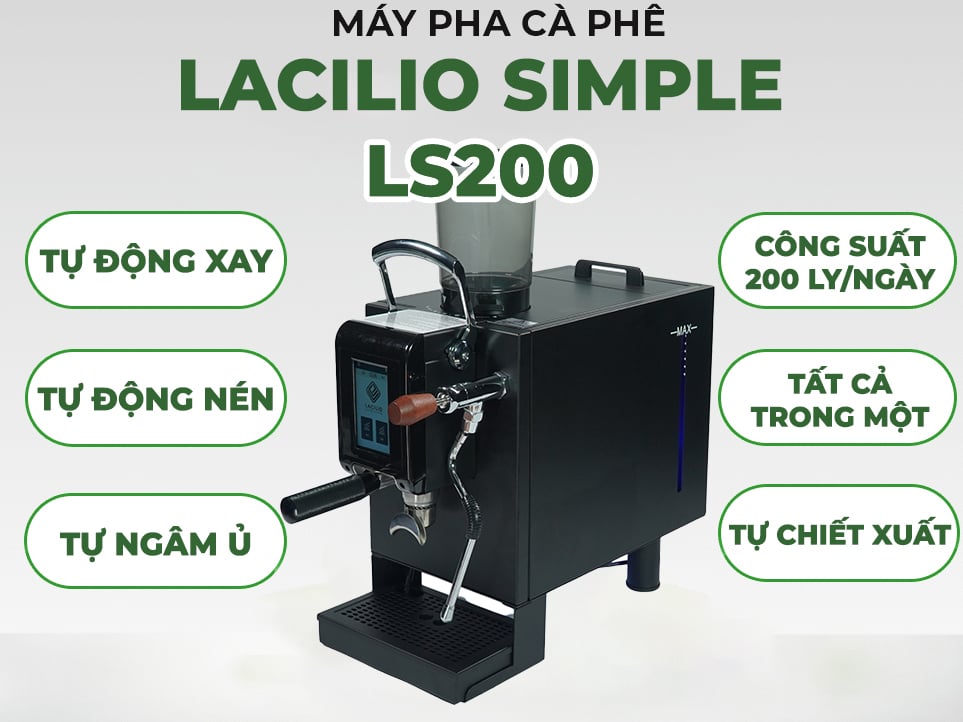 Máy pha cà phê Lacilio Simple LS200 có khả năng vận hành tự động đem lại hiệu suất pha chế cao