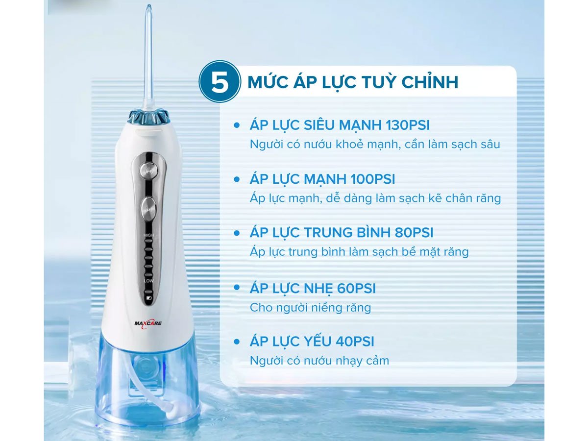 Máy tăm nước cầm tay có 5 chế độ