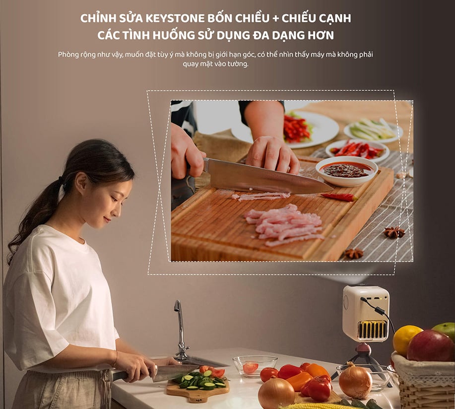 Chỉnh sửa keystone bốn chiều và tính năng chiếu cạnh