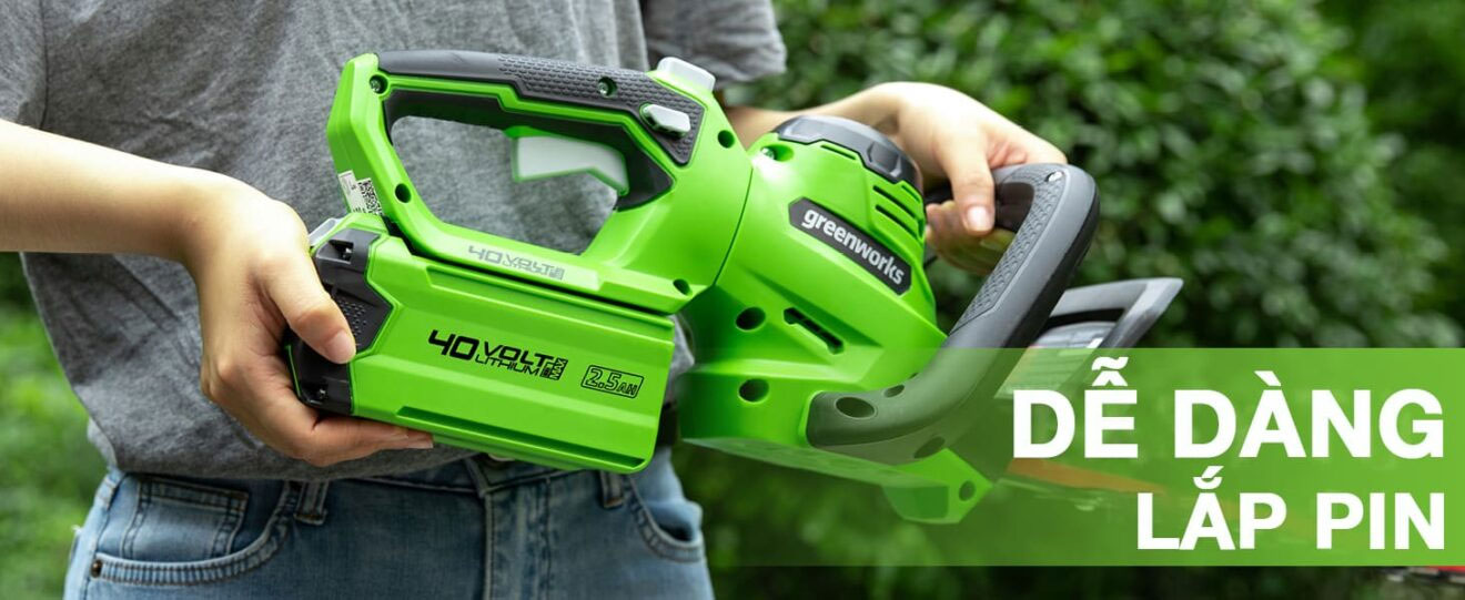 Máy cắt tỉa hàng rào lắp pin dễ dàng