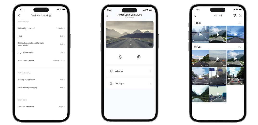 Camera hành trình 70mai quản lý qua app