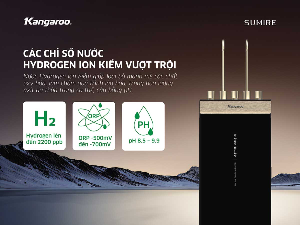 Máy lọc nước có chỉ số nước Hydrogen ion kiềm vượt trội