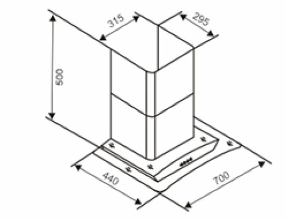 Bảng vẽ kích thước Máy hút mùi cảm ứng Capri CR-788S