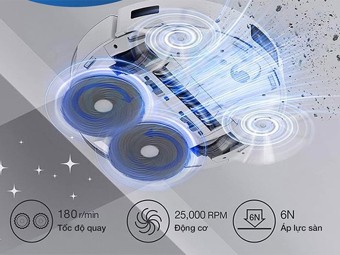 Robot có khăn lau xoay 360 độ