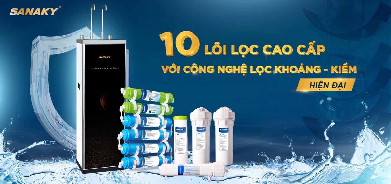 Hệ thống 10 lõi lọc cao cấp – Công nghệ Khoáng – Kiềm hiện đại