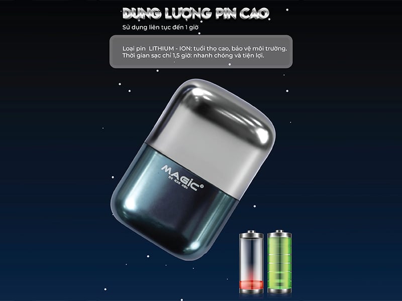 Máy cạo râu Magic ECO B-60 sử dụng pin có tuổi thọ dài