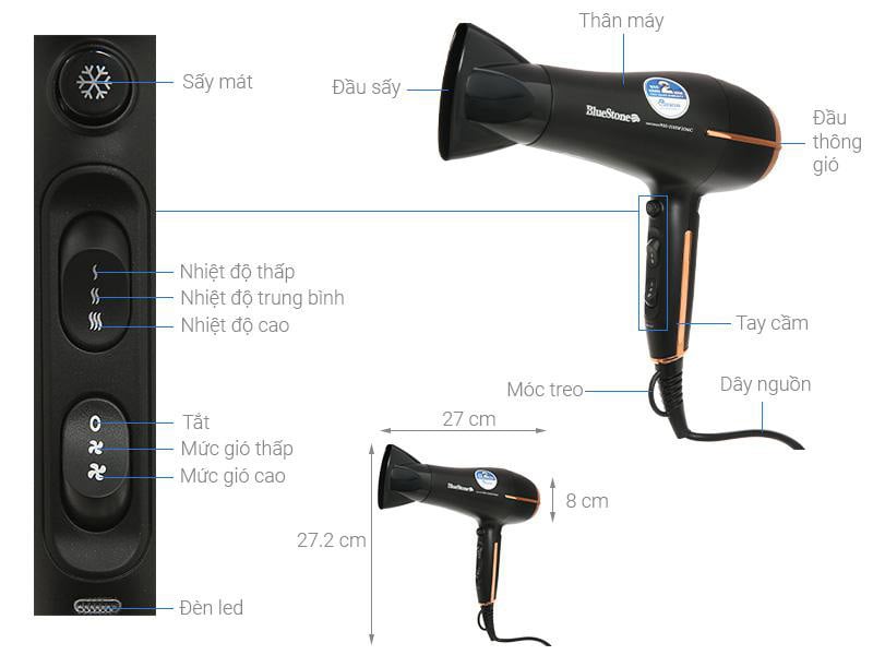 Bluestone HDB-1958 có đa dạng chế độ sấy, giúp người dùng sử dụng thuận tiện