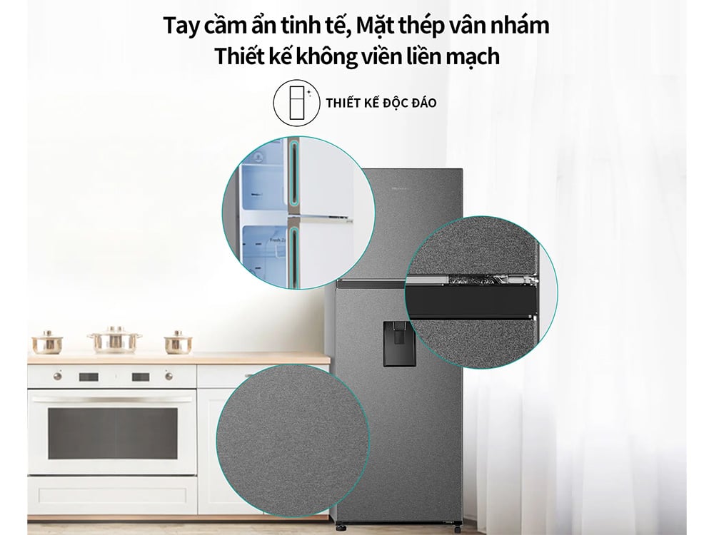 tủ lạnh Hisense có mặt gương, không viền