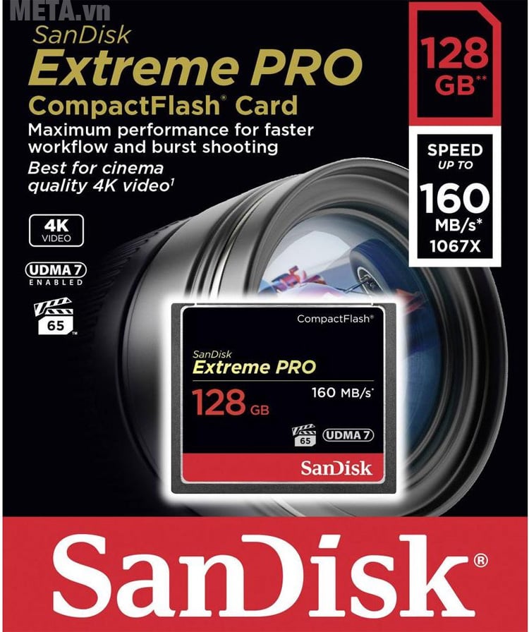 Thẻ nhớ SanDisk SDCFXPS-128G-X46 sử dụng cho máy ảnh và máy quay phim chuyên nghiệp