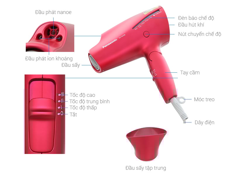 Cấu tạo máy sấy tóc Panasonic EH-NA98RP645