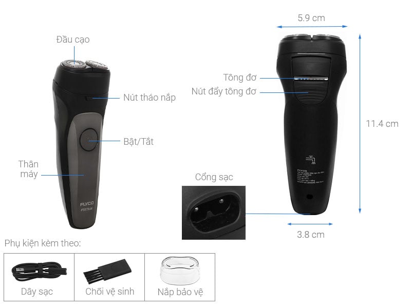 Cấu tạo của máy cạo râu Flyco FS-879VN
