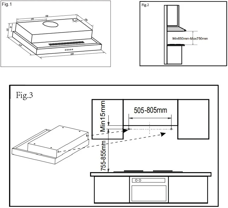Kích thước lắp đặt Ariston ASL 6F LT XV