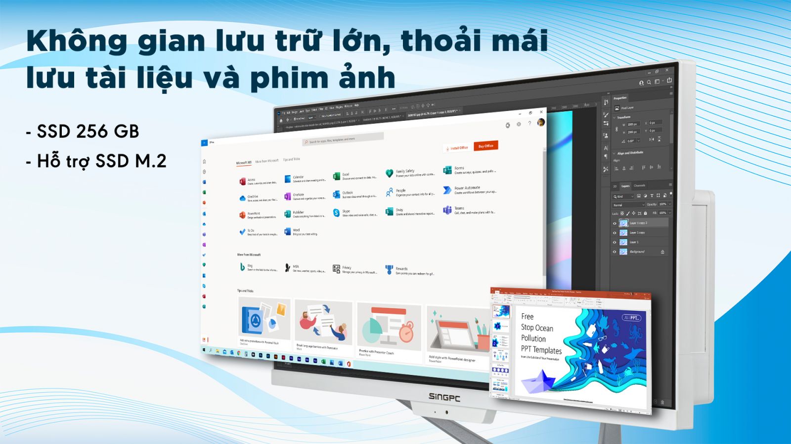 Máy tính để bàn SingPC có không gian lưu trữ lớn