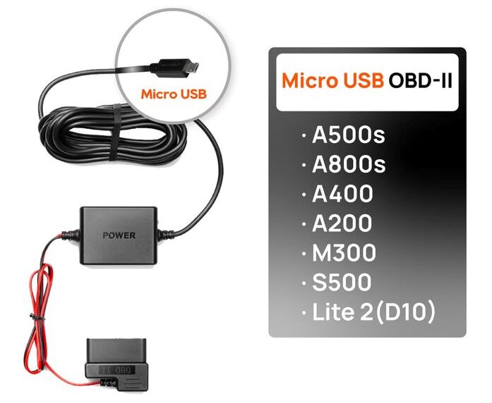 Camera hành trình sạc pin qua cổng Micro USB