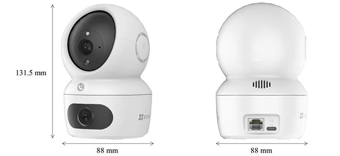 Kích thước camera wifi ống kính kép thông minh Ezviz H7C