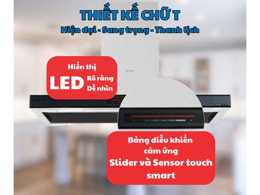 Máy hút mùi GrandX có bảng điều khiển cảm ứng
