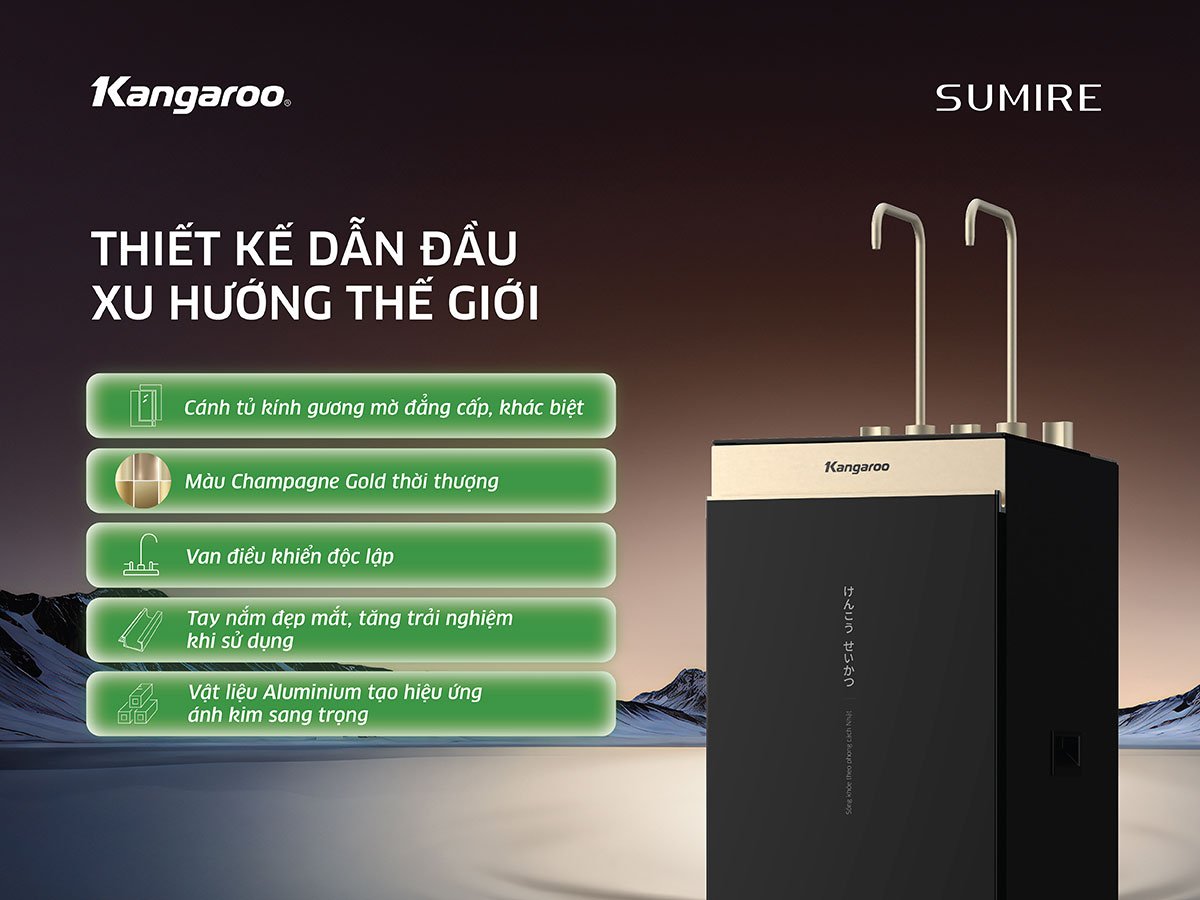Máy lọc nước Kangaroo dạng tủ đứng, có 2 vòi lấy nước