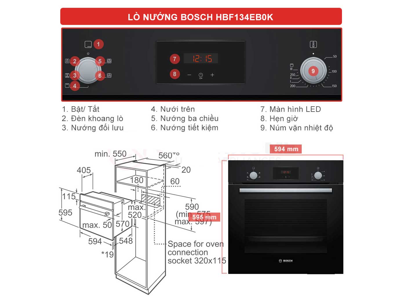 Lò nướng âm Bosch HBF134EB0K
