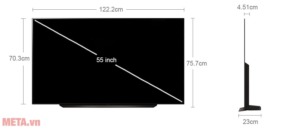 Kích thước tivi LG 55 inch OLED55C4PSA