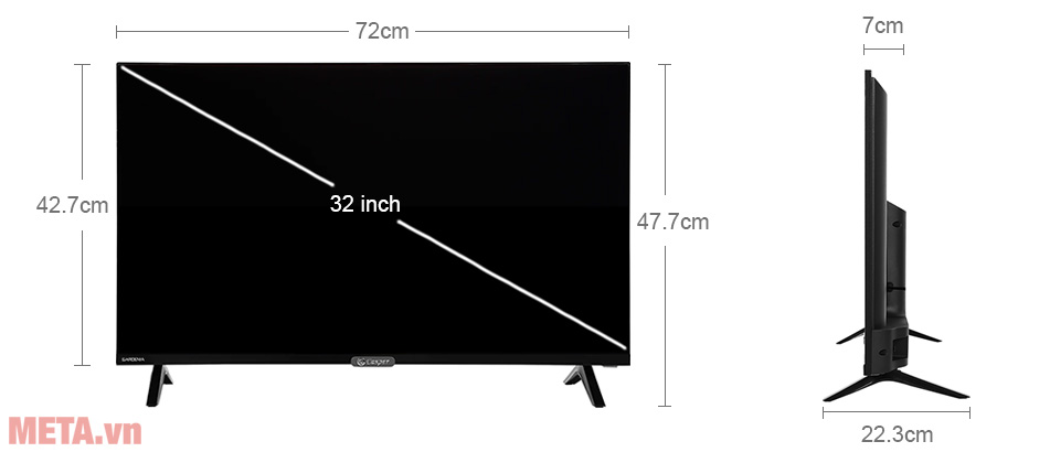 Kích thước tivi Casper 32HX6200