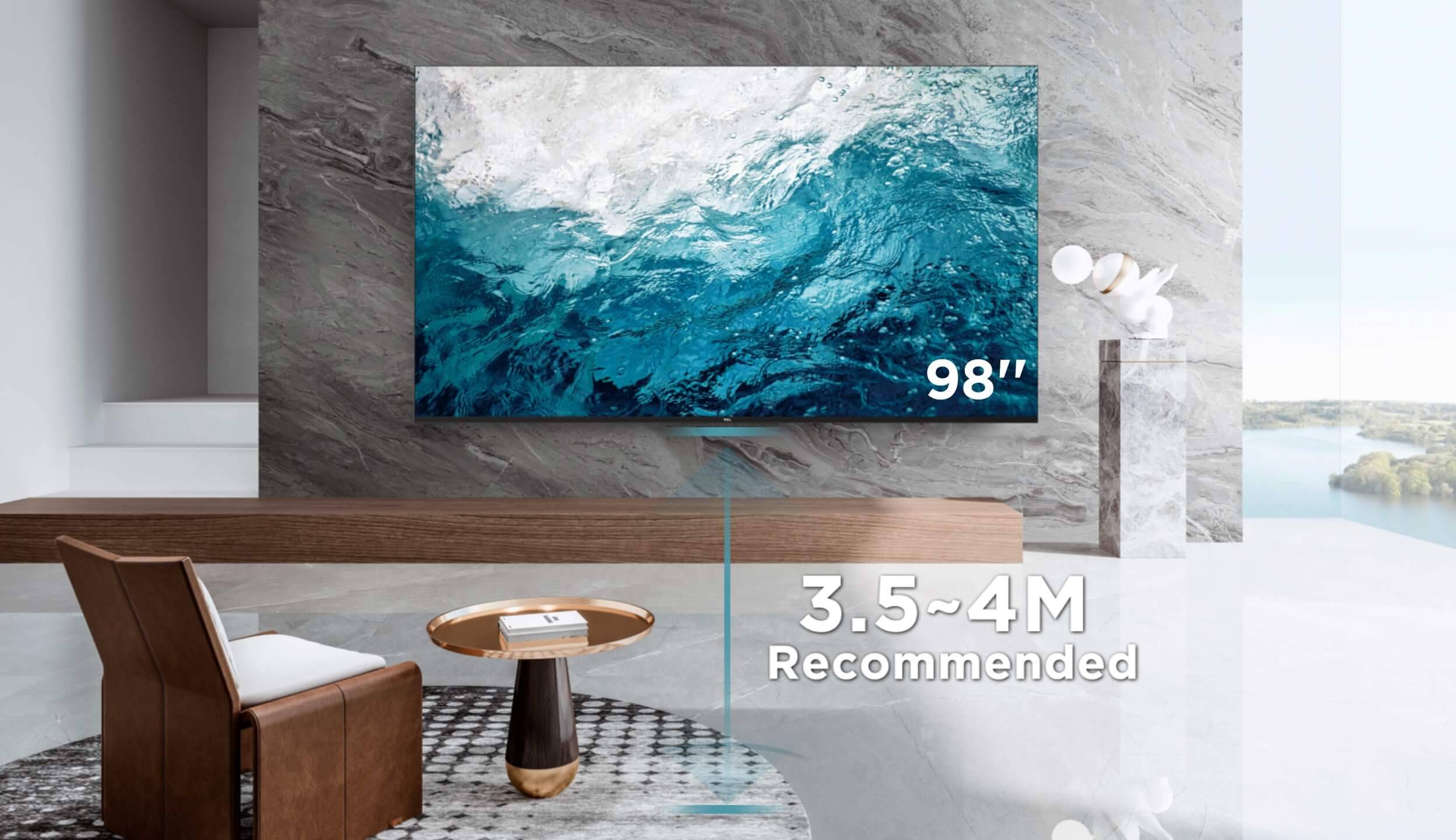 Google tivi QLED TCL 4K 98 inch 98C735 phù hợp cho không gian từ 50m2 trở lên