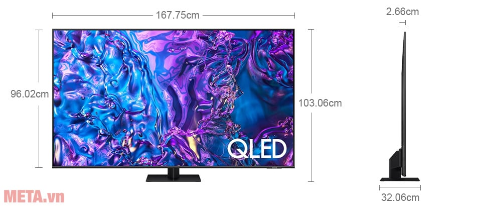 Kích thước tivi Samsung 75 inch QA75Q70DAKXXV