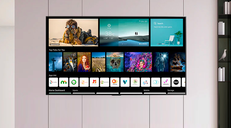 Tivi LG 75 inch 75QNED91TPA có hệ điều hành WebOS 6.0 với giao diện thân thiện, trực quan dễ sử dụng và kho ứng dụng phong phú