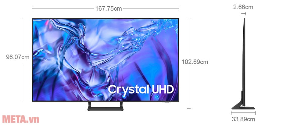 Kích thước Smart Tivi Samsung UHD 4K 75 inch UA75DU8500KXXV