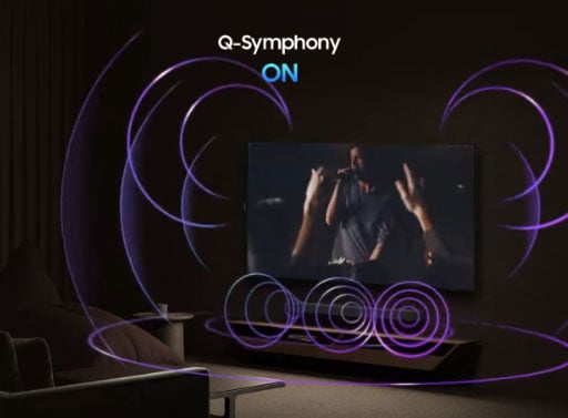 tivi Samsung 43 inch UA43U8000FKXXV sử dụng công nghệ Q-Symphony